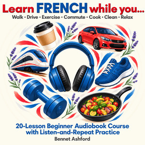 Learn French While You…: Walk • Drive • Exercise • Commute • Cook • Clean • Relax 20-Lesson Beginner Audiobook Course with Listen-and-Repeat Practice: Essential Travel Phrases, Everyday Vocabulary & Basic Conversations audiobook cover